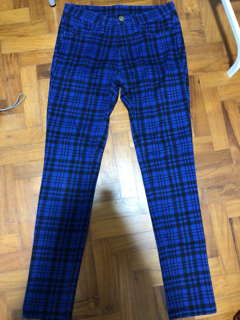 blue checkered jeans