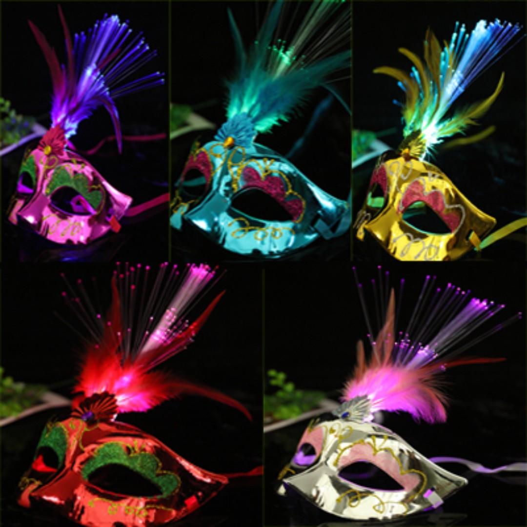 Venetian Venice Feather Led Mask Luminous Masquerade Mask