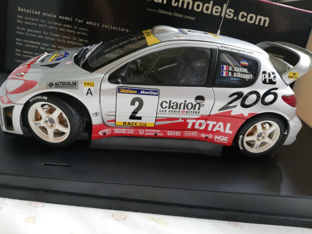 1:18 AutoArt racing divison Peugeot 206 WRC, Hobbies  Toys, Toys  Games  on Carousell