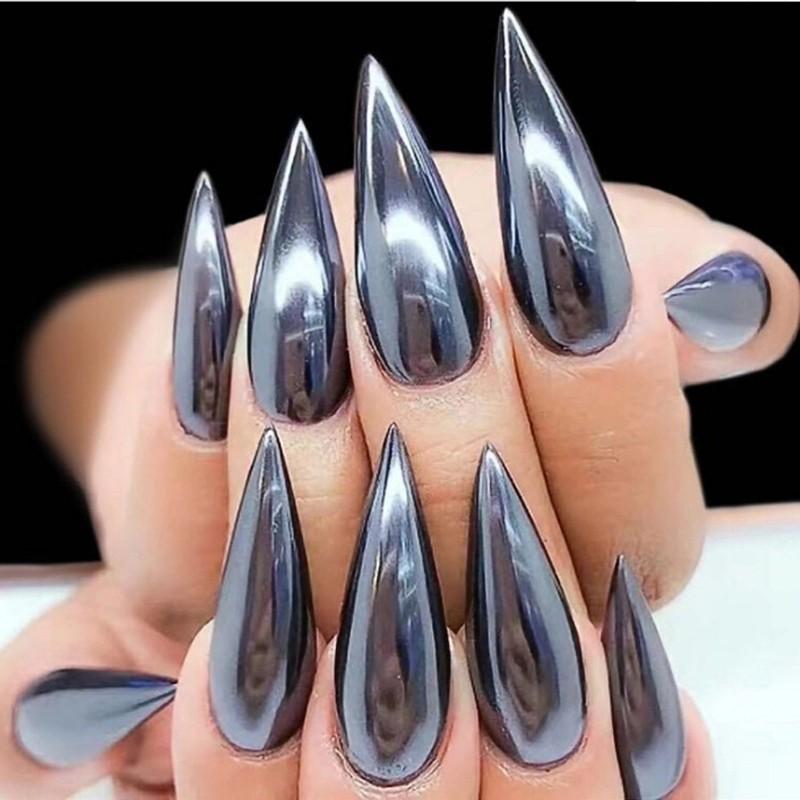 1 Bottle Black Mirror Effect Nail Glitter Powder Dust Chrome