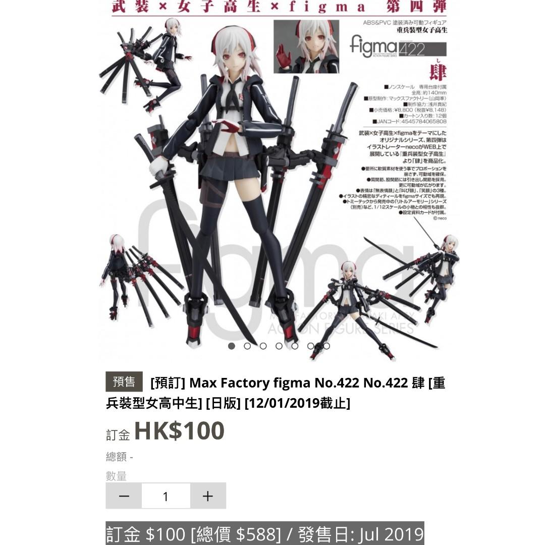 預訂 Max Factory Figma No 422 No 422 肆 重兵裝型女高中生 日版 12 01 19截止 興趣及遊戲 玩具 遊戲類 Carousell