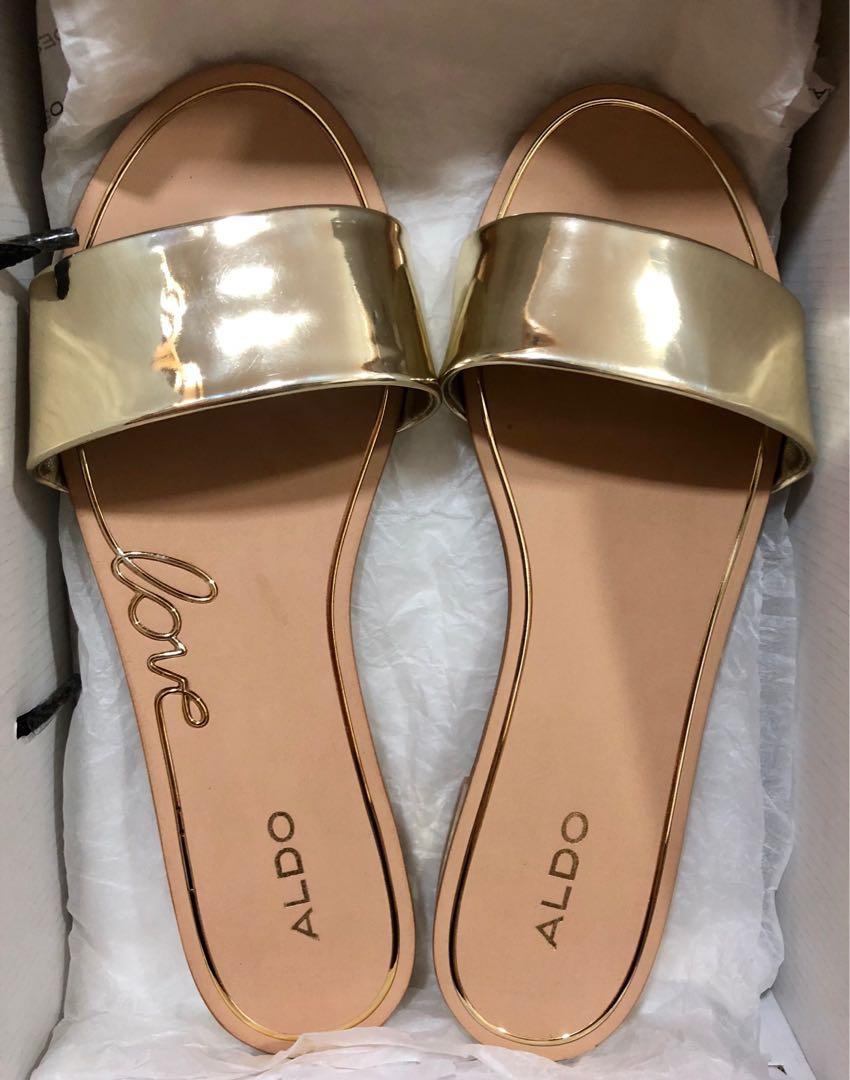Aldo gold sandals flat 2025