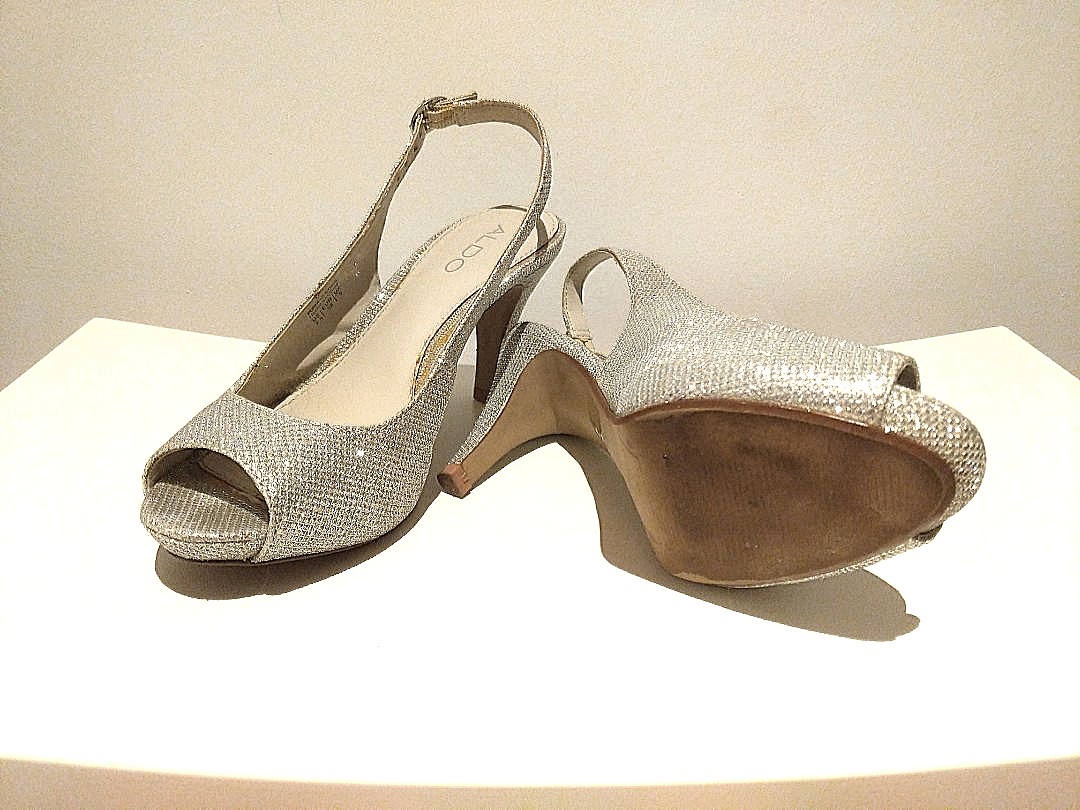 Aldo metallic silver platform heels 