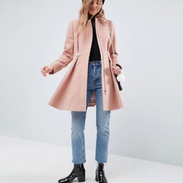 Asos Pearl Dusty Pink Skater Coat