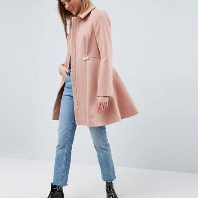 Pink skater coat store