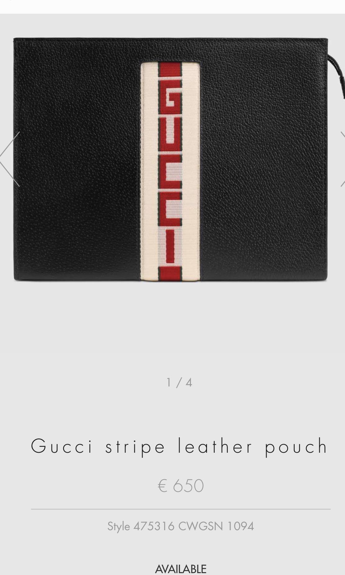 Gucci stripe leather pouch deals