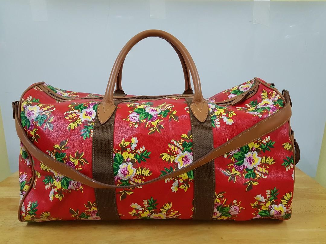 Authentic Vintage KENZO Paris Floral Printed Leather Duffle Bag