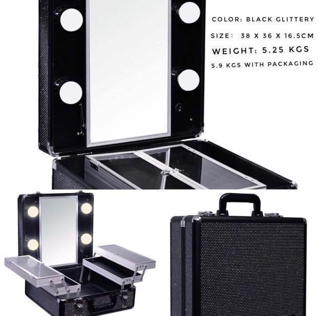 Black Glittery Makeup Train Case (Category: Makeup) located in Quezon City. Submitted by rremzjudiana (Listing ID 181227562, Image 2). Description: To all Aspiring MUA Makeup enthusiast like me I’ll be selling my makeup train case bought it from kikay_kit IG acct. @ the price of 8,500 Selling if for 5,500 only. Last price na po ☺️ No haggling please 😁 Inclusions 🔹 🔑 🔹 💡 💡 💡 💡 🔹 📦 🔹 🔌 You may remove the sticker name **Note** - all bulb