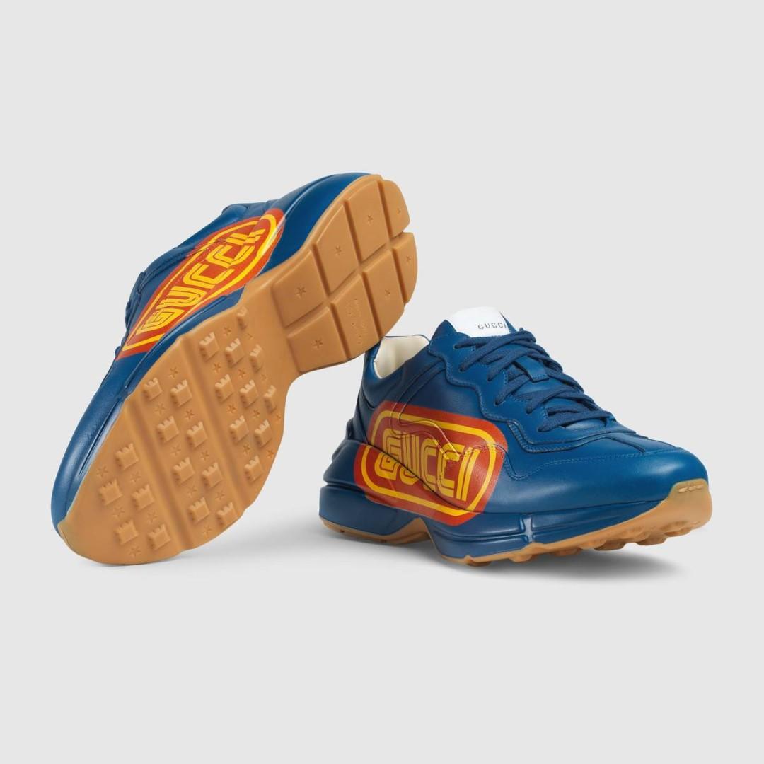 rhyton gucci print leather sneaker