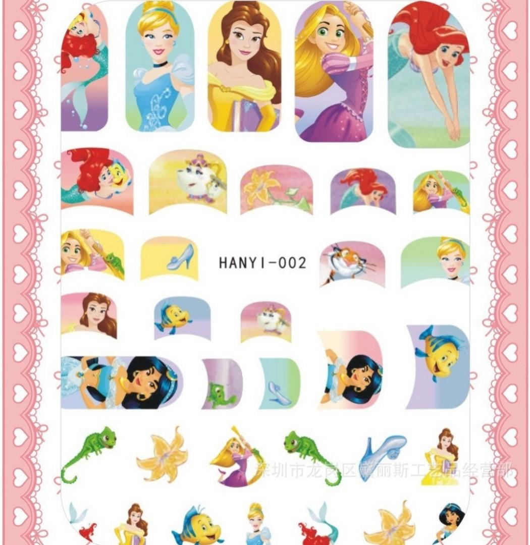 Bnip Disney Princess Cinderella Belle Ariel Rapunzel Pocahontas Cute Nail Stickers Nail Art Nail Decal Health Beauty Hand Foot Care On Carousell
