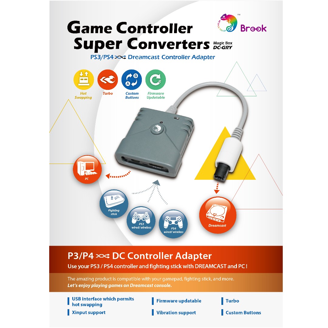 Brook Design DC GRY Game Controller Super Converters PS3 PS4 to