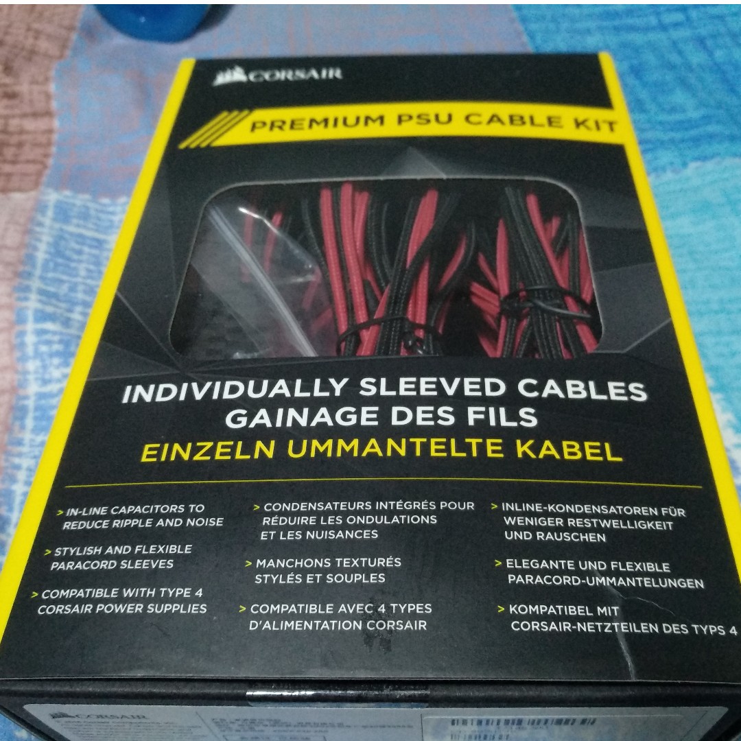 corsair cp 8920148 premium psu sleeved cable kit red black computers tech parts accessories networking on carousell