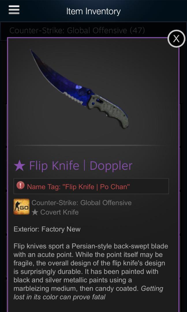 Flip Knife Doppler Toys Games Video Gaming In Game Products On Carousell - how to use a knife in any roblox game 2018