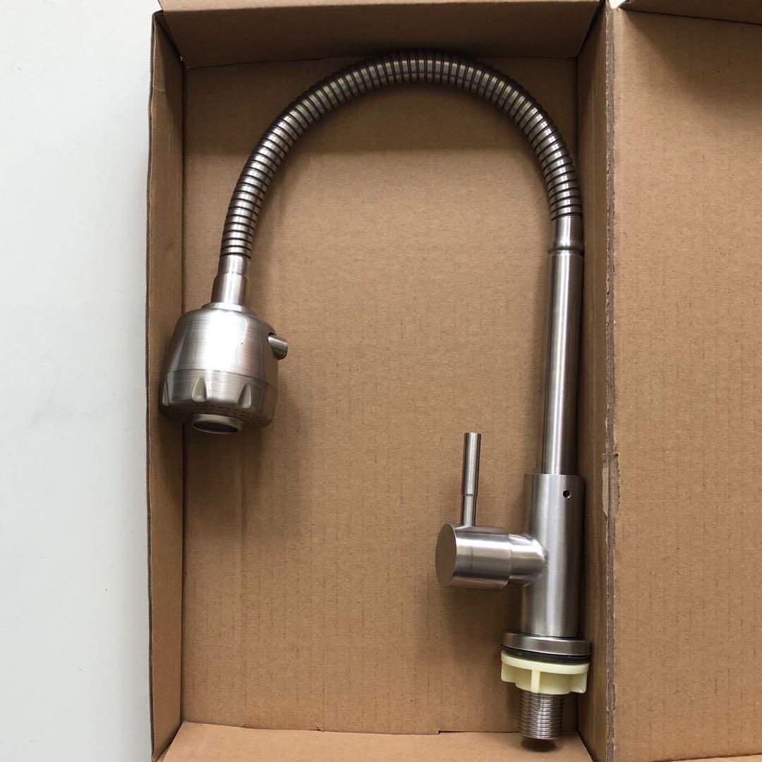 Kitchen Sink Tap Stainless Steel Flexible Hose With Spray