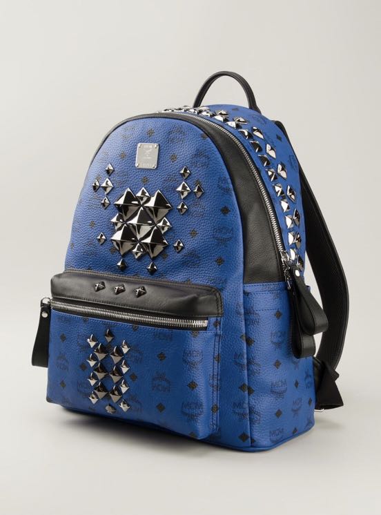 MCM Stark Leather x Studs Royal Blue Backpack, Luxury, Bags & Wallets on  Carousell