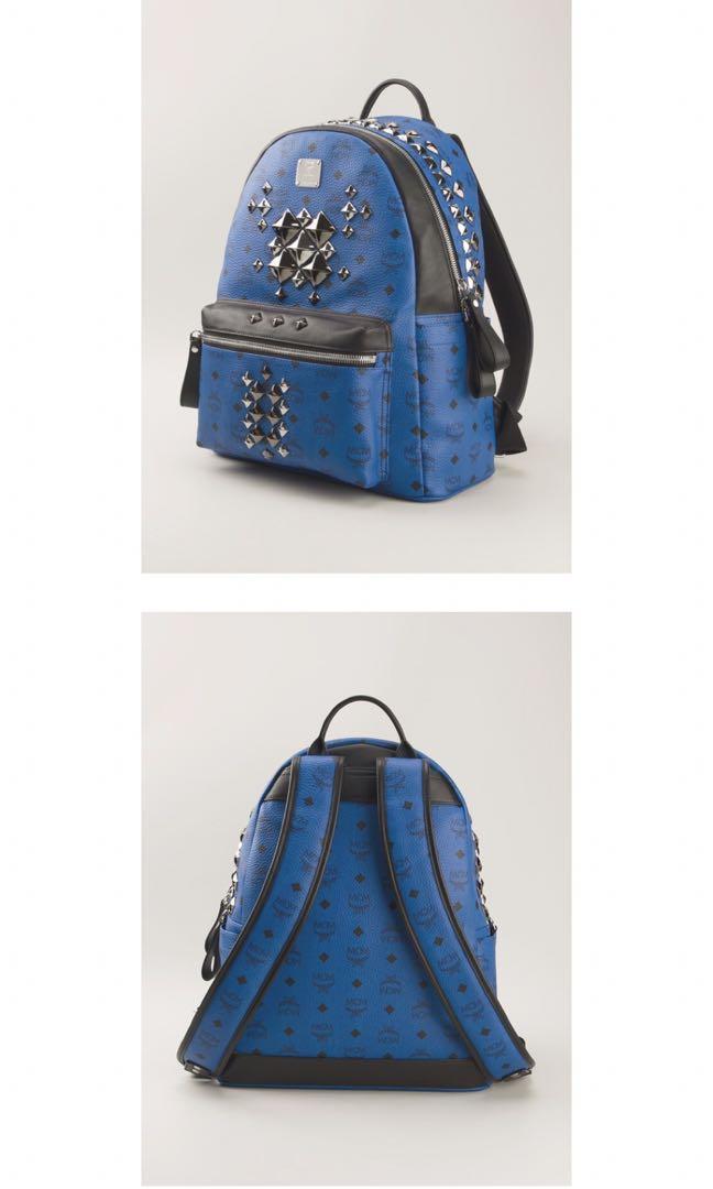 MCM Stark Leather x Studs Royal Blue Backpack, Luxury, Bags & Wallets on  Carousell