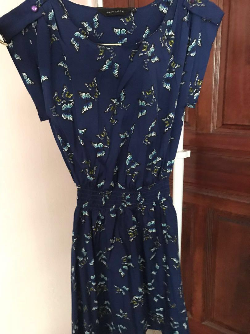 navy blue dress new look