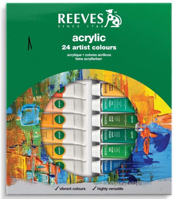 PAINT ! Reeves 24Pack Acrylic Colour Tube Set, Hobbies & Toys, Stationary & Craft, Craft