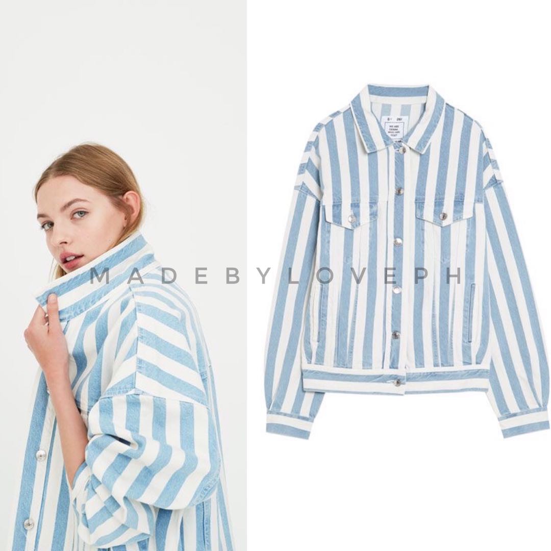 Pull and bear discount striped denim jacket