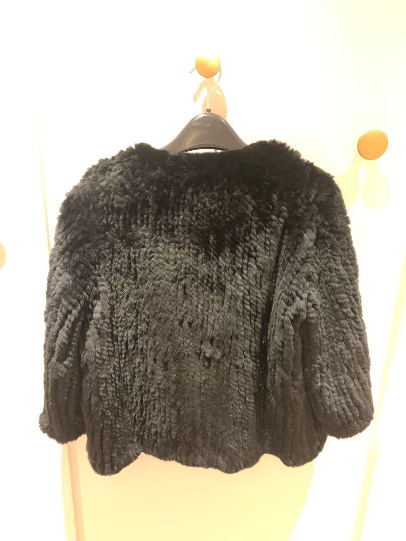 Rachel zoe top rabbit fur jacket