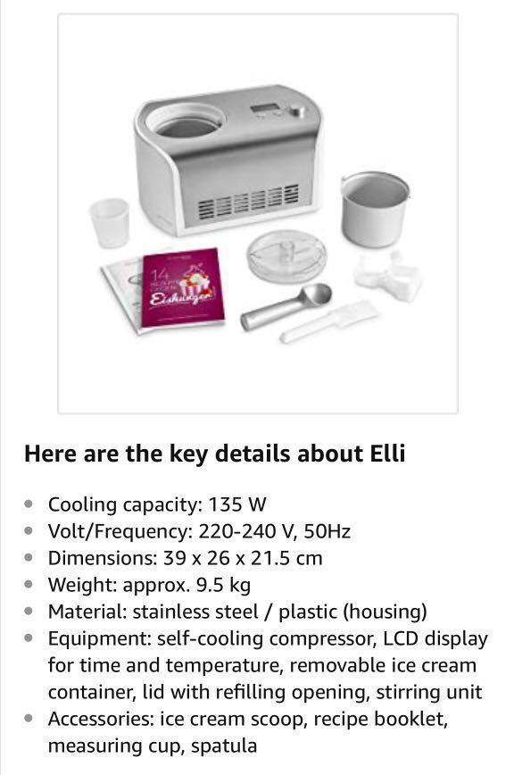 Springlane kitchen ice cream maker Elli with Compressor 135W 1.2