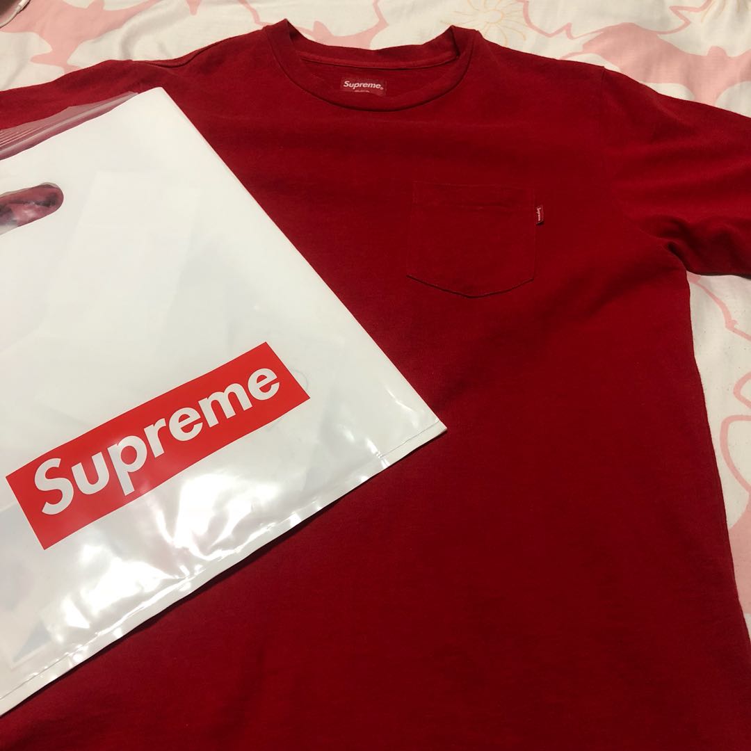 Supreme red pocket tee Clearance