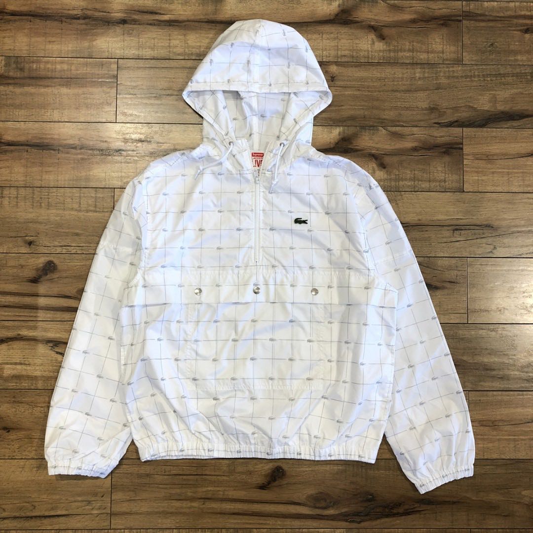 supreme lacoste reflective grid nylon anorak white