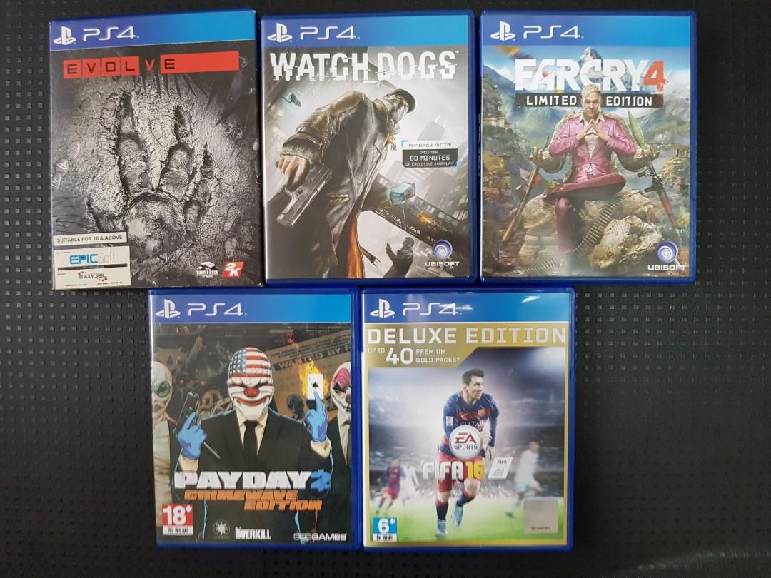 Used Ps4 Games Evolve Watch Dogs Farcry 4 Payday 2 Fifa