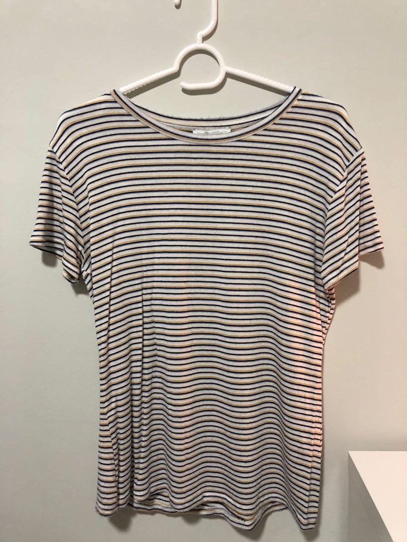 yellow white striped top