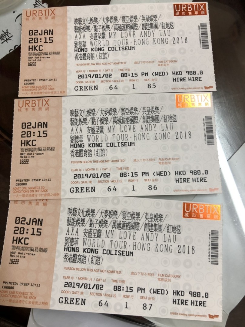Andy Lau My Love World Concert Hk Coliseum Jan 2 2019 X3 Tickets Entertainment Events Concerts On Carousell