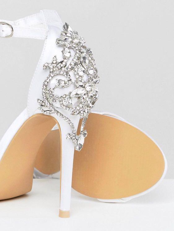 Be mine bridal alina ivory satin embellished heeled sandals outlet