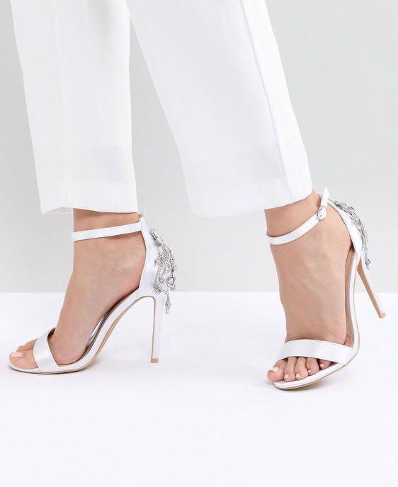 Be Mine Bridal Alina Ivory Satin Embellished Heeled Sandals