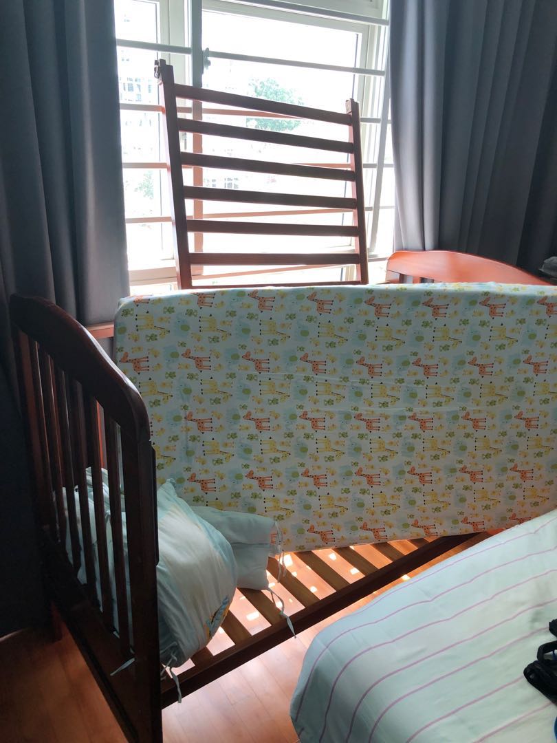 Bimbo Bello Cherry Wood Cot + coconut fiber mattress, Babies & Kids