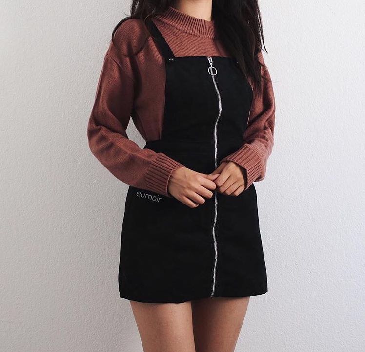 Suede dungaree dress shop