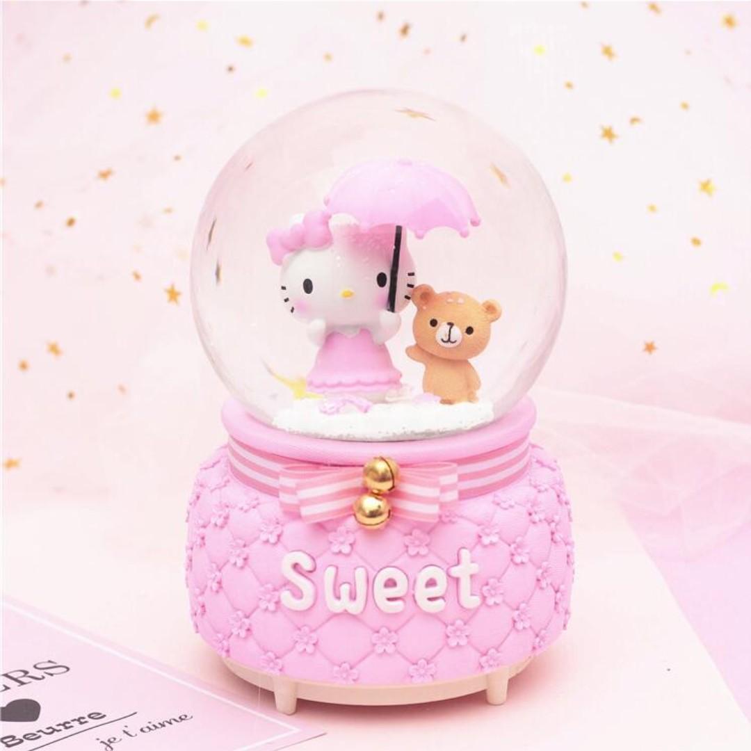 Christmas Giftidea Hello Kitty Led Light Crystal Ball Music Box Snow Globe Music Boxes Princess Girl Gift Birthday Gift Blowing Snow Design Craft Others On Carousell
