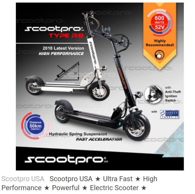 E Scooter - scootpro usa type R8, Sports Equipment, PMDs, E-Scooters \u0026  E-Bikes, E-Scooters \u0026 E-Bikes on Carousell