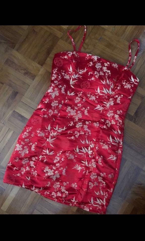 Red oriental 2025 mini dress