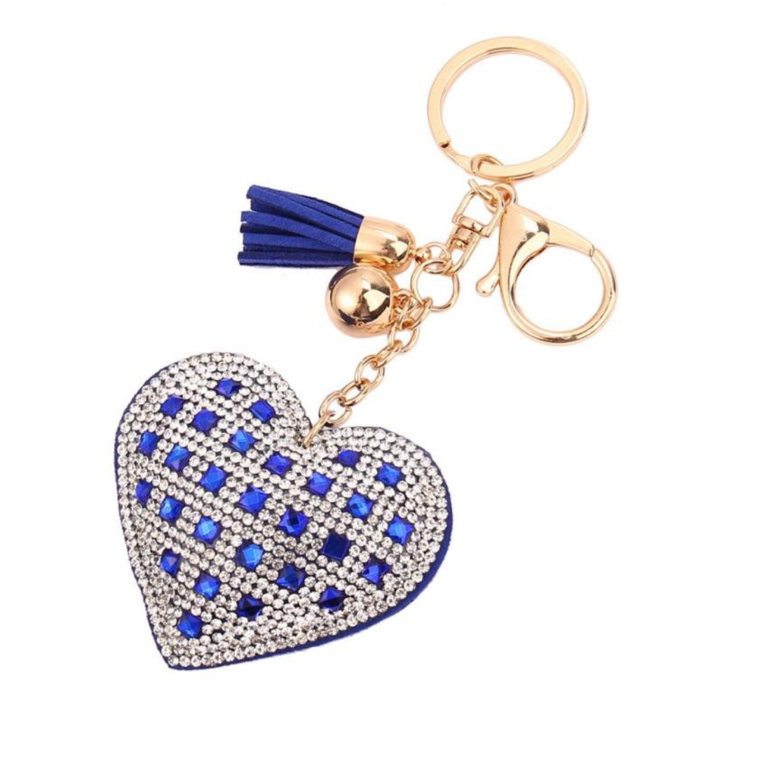 Gold Coloured Alloy Key Chain Red Blue Crystal Silver Key Chain Women S Fashion Watches Accessories Other Accessories On Carousell
