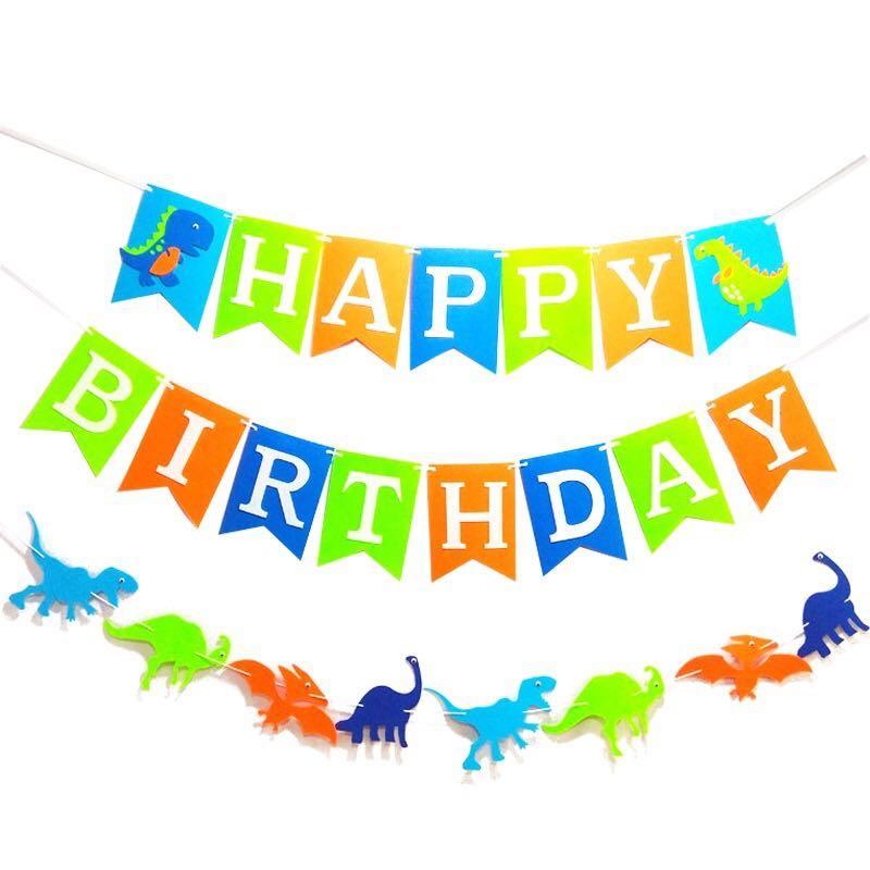 Happy Birthday Banner Kids Birthday Boy Dinosaur Banner Design