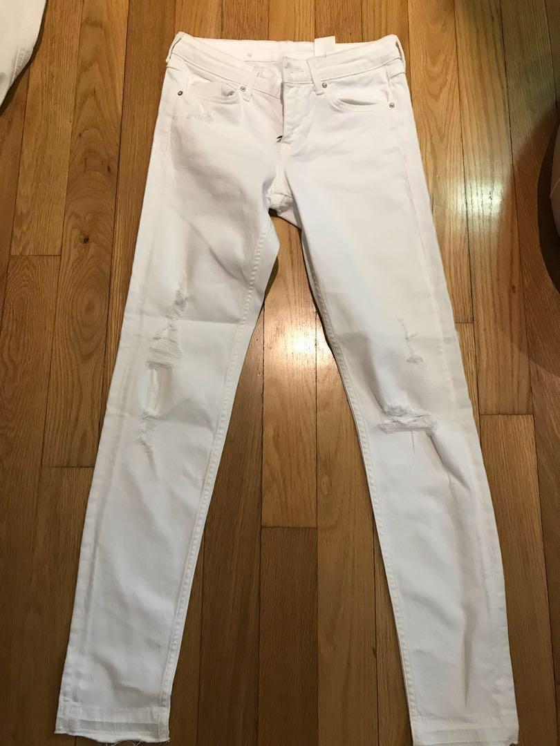 H&m white online ripped jeans