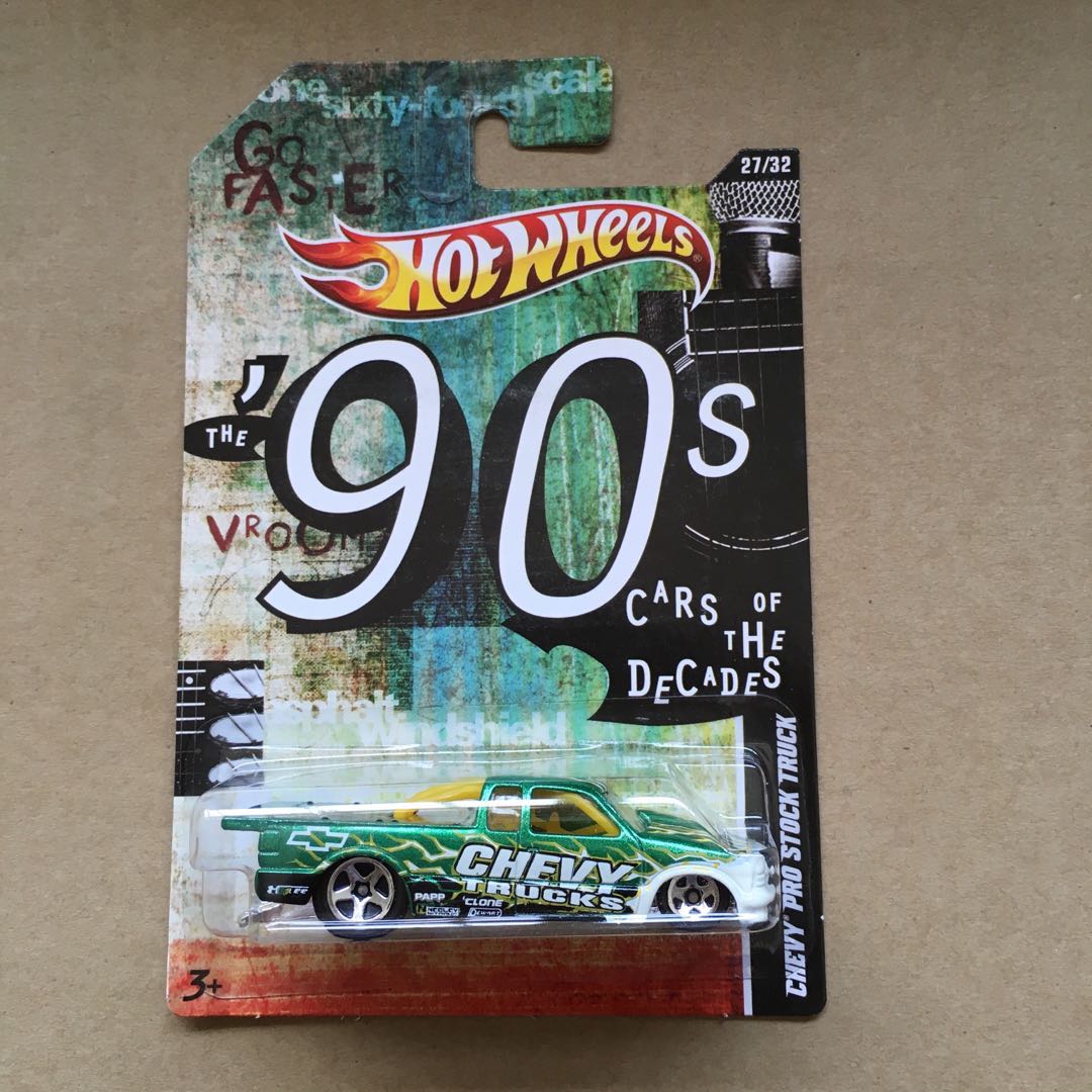 Hot wheels Cars of the decades '90s Chevy Pro Stock Truck Green