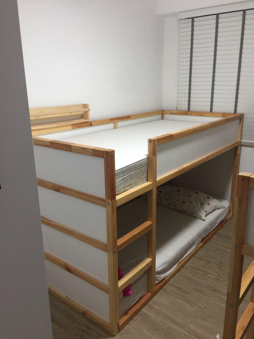 Ikea Kura Bunk Bed Frame 1 Single Mattress Bookshelf Furniture