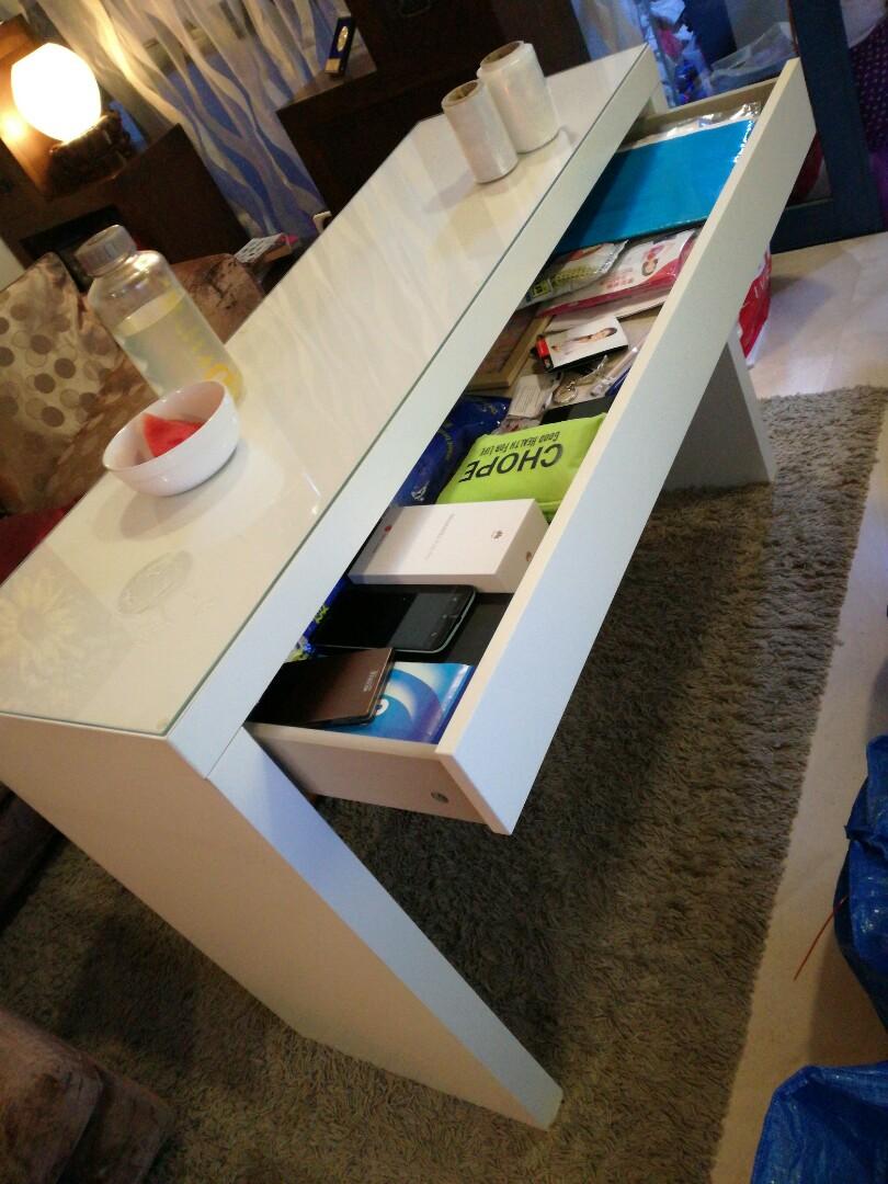 Ikea side table with glass top, Furniture & Home Living, Furniture