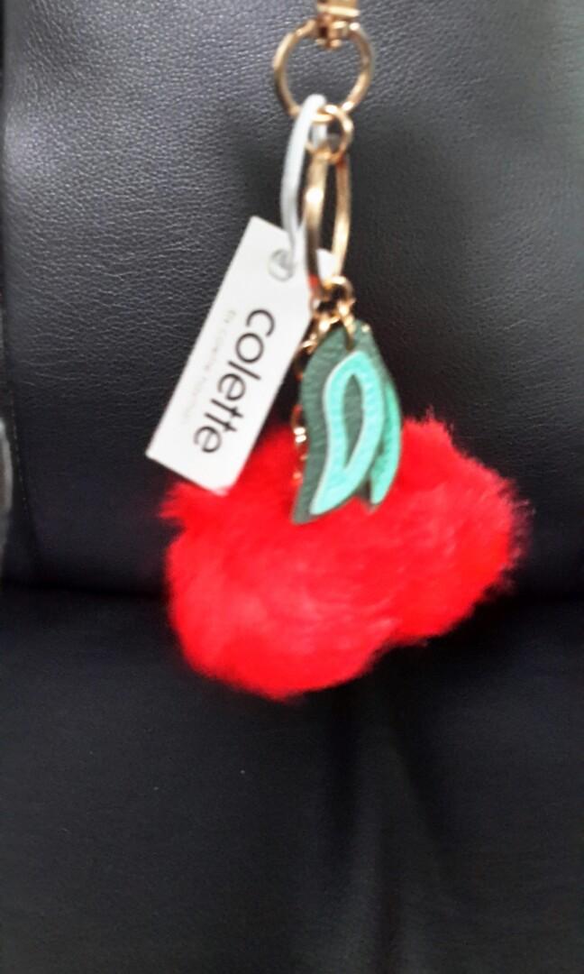 Cherry pom shop pom keychain