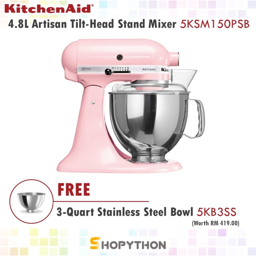 Kitchenaid 4 8l Artisan Tilt Head Stand Mixer 5ksm150psb Pink Free