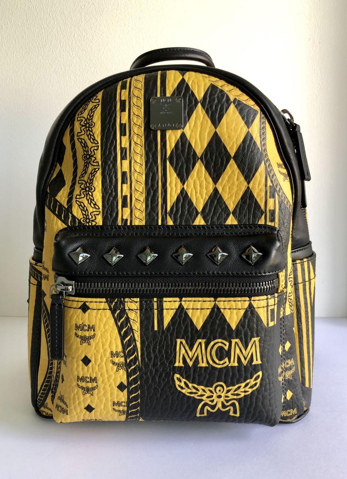 MCM Women Stark Baroque Print Yellow Color Backpack