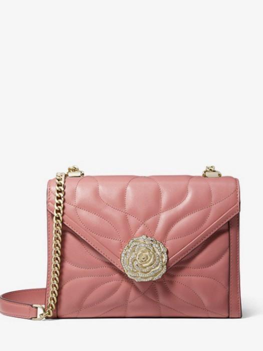 whitney petal quilted leather shoulder bag