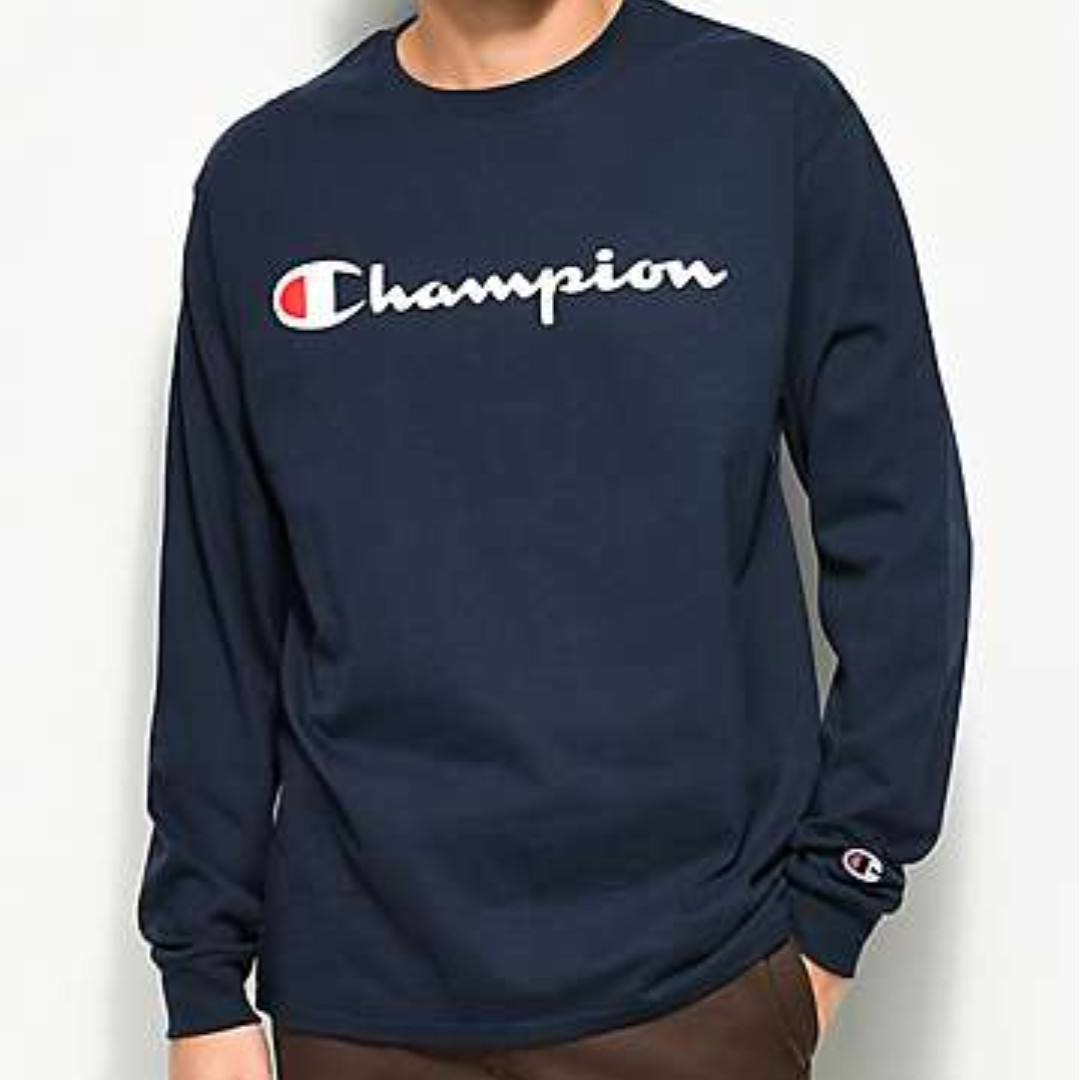 navy blue champion sweatshirt