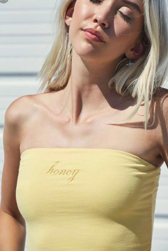 yellow honey tube top