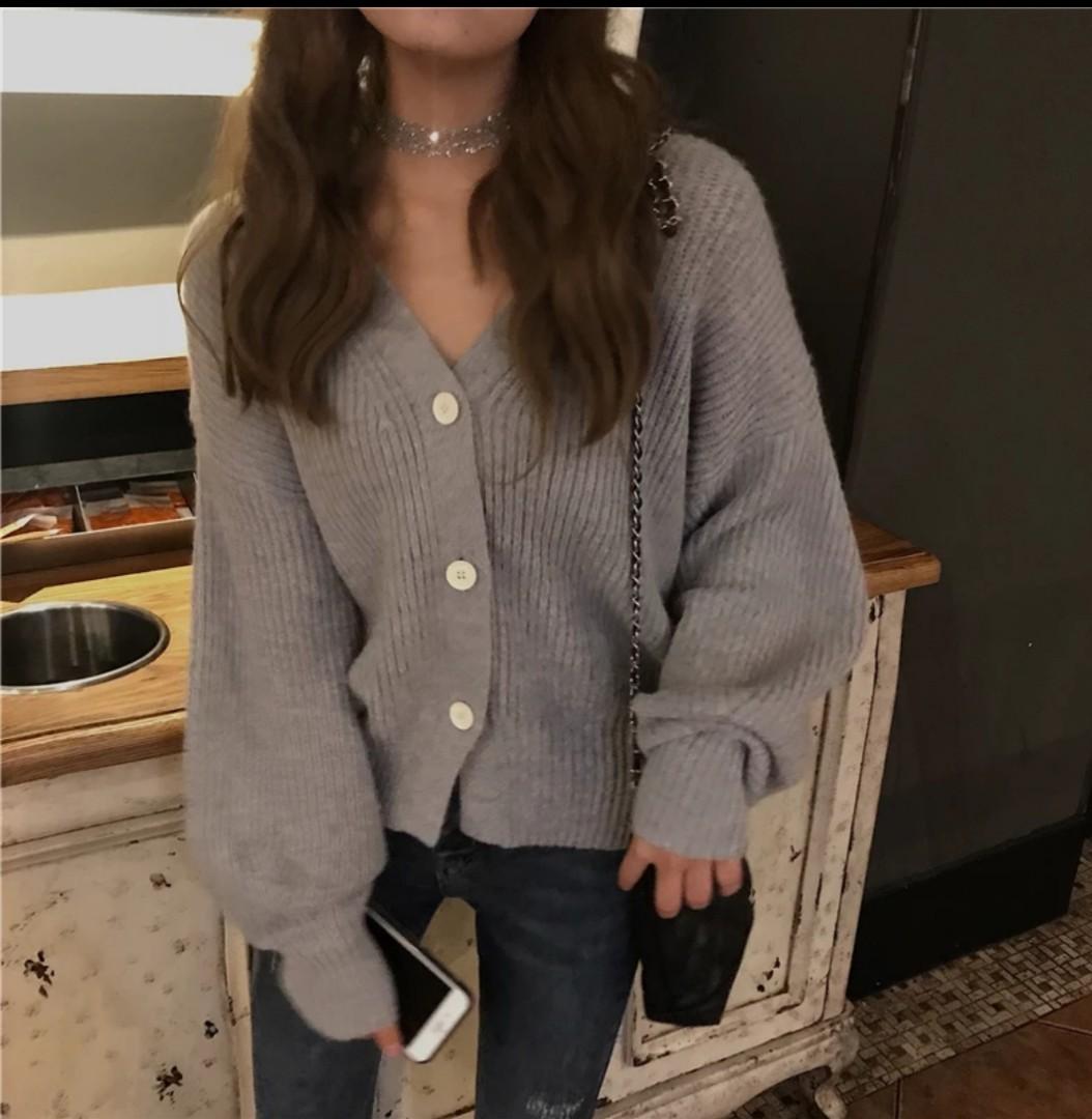 v neck oversized cardigan
